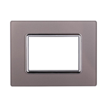 Ettroit Placca In Vetro 3 Moduli Serie Space Silver Ln84306 Compatibile Bticino Living