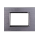 Ettroit Placca In Alluminio 3 Moduli Serie Space Argento Lucido Ln86317 Compatibile Bticino Living