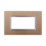 Ettroit Placca In Vetro 4 Moduli Serie Space Oro Ln84411 Compatibile Bticino Living