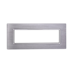 Ettroit Placca In Alluminio 7 Moduli Serie Space Silver Spazzolato Ln86717 Compatibile Bticino Living