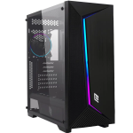 Case Noua Iron V8 Atx 3Xusb3.0/2.0 1Xfan Black Dual Halo Slim Rgb Rainbow Addressable 1Xstrip Addressable Side Glass