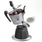 Caffe' Borbone Mokaciao Caffettiera Moka A Cialde 44Mm Con Piattino Induzione Fino A 3 Caffe' Con Una Cialda 15 Cialde Omaggio